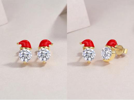 Sparkling Santa Hat Moissanite Stud Earrings: The Perfect Festive Accessory