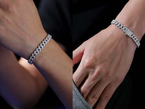 Elevate Your Style with the 18K White Gold 8mm Cuban Link Moissanite Bracelet for Men