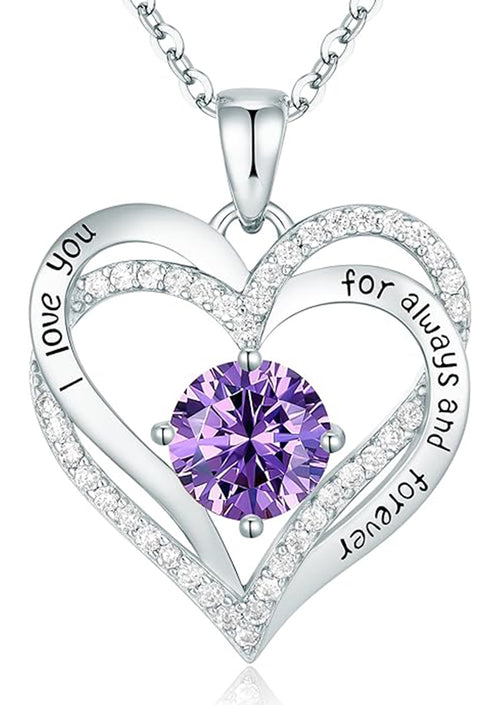 Forever Love Heart Women Necklace 925 Sterling Silver White Gold