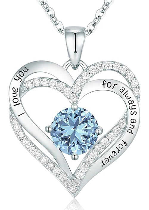 Forever Love Heart Women Necklace 925 Sterling Silver White Gold