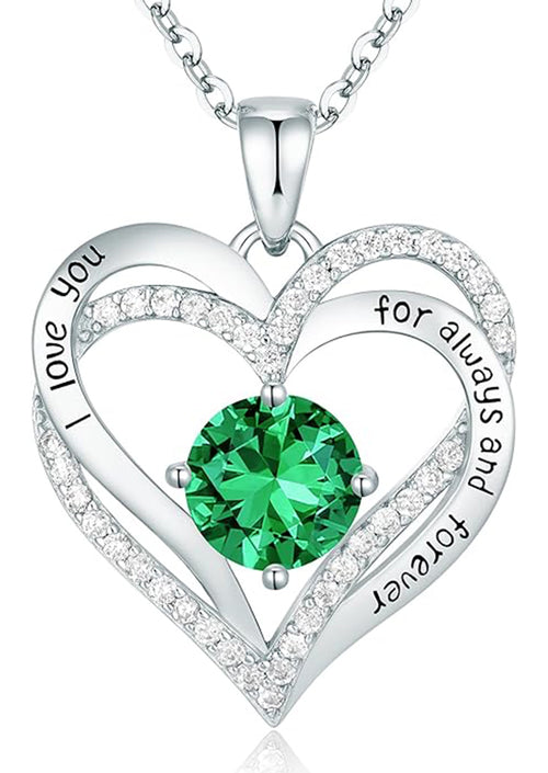 Forever Love Heart Women Necklace 925 Sterling Silver White Gold