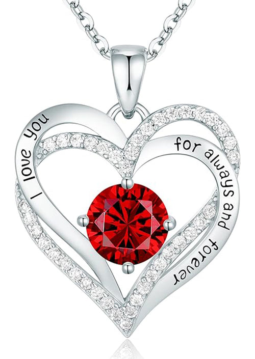 Forever Love Heart Women Necklace 925 Sterling Silver White Gold