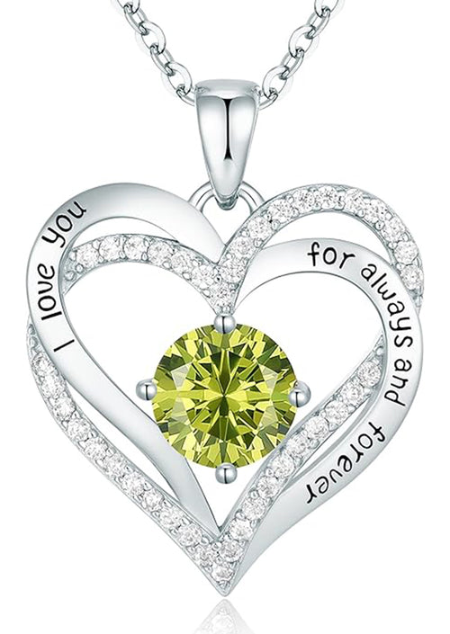 Forever Love Heart Women Necklace 925 Sterling Silver White Gold