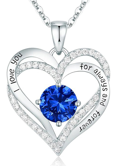 Forever Love Heart Women Necklace 925 Sterling Silver White Gold