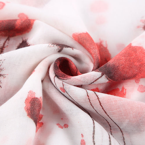 Ladies' Red Floral Print Scarf Shawl