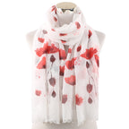 Ladies' Red Floral Print Scarf Shawl