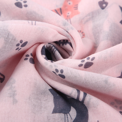 Ladies' Cat And Paw Print Warm Scarf Shawl