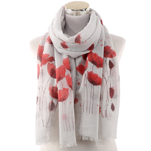 Ladies' Red Floral Print Scarf Shawl