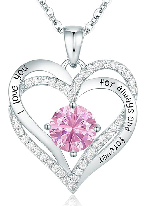 Forever Love Heart Women Necklace 925 Sterling Silver White Gold