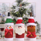 Christmas Santa Claus Reindeer Snowman Plush Edge Wine Bottle Cover