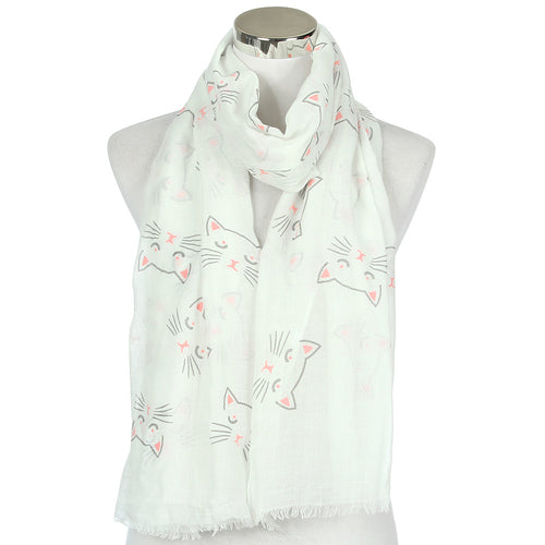 Ladies' Cute Cat Printed Scarf Shawl