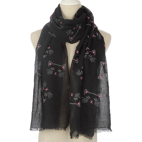 Ladies' Cute Cat Printed Scarf Shawl