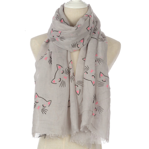 Ladies' Cute Cat Printed Scarf Shawl