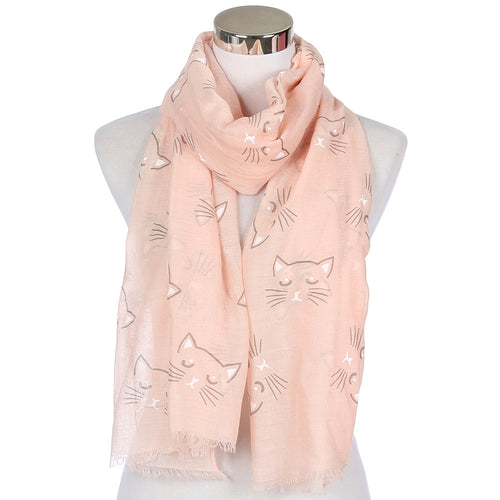 Ladies' Cute Cat Printed Scarf Shawl