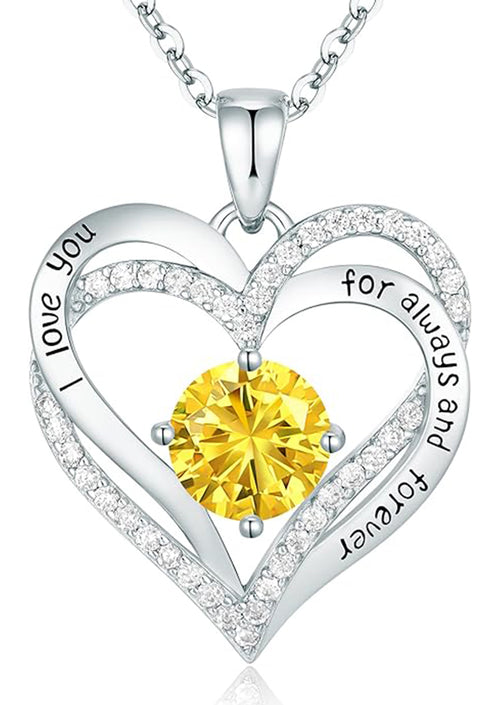 Forever Love Heart Women Necklace 925 Sterling Silver White Gold