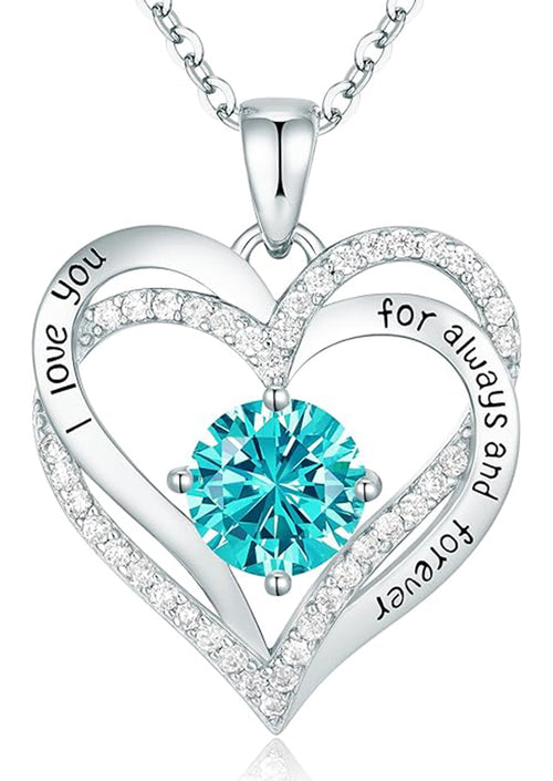 Forever Love Heart Women Necklace 925 Sterling Silver White Gold