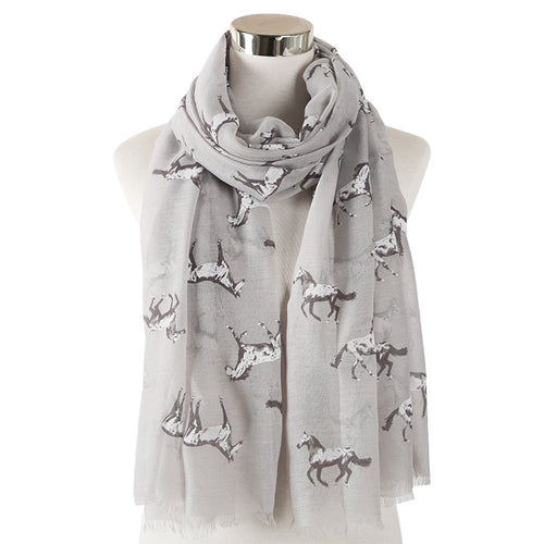 Ladies' Running Horse Print Scarf Shawl