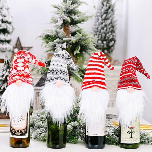 Christmas Knitted Hat Forest Elf Wine Bottle Cover