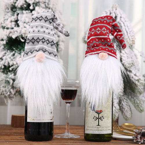 Christmas Knitted Hat Forest Elf Wine Bottle Cover