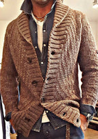 Vintage Lapel Knitted Cardigan Jacket for Men