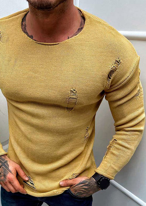 Men's Casual Round Neck Long Sleeve Pullover Bottom Shirt