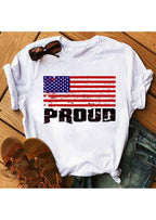 American Flag Printed White T-shirt