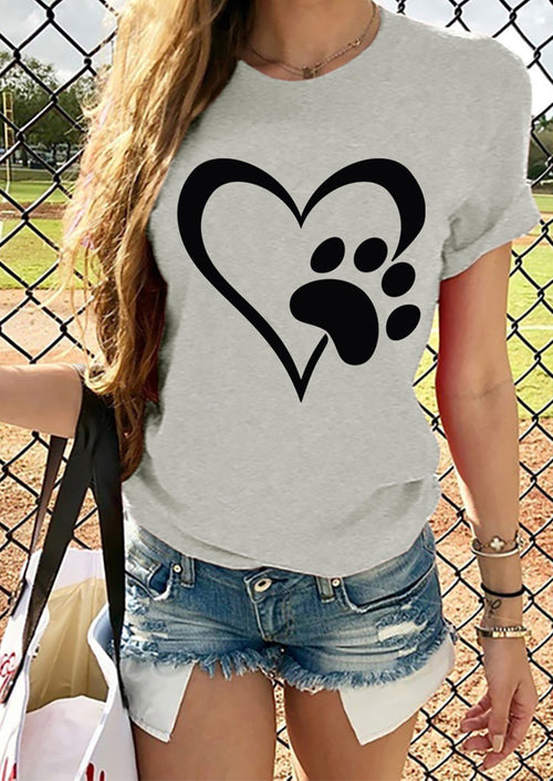 Heart Paws Printed T-Shirt