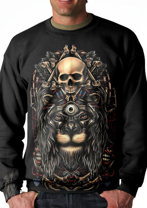 Lion Skull Print Long Sleeve T-Shirt