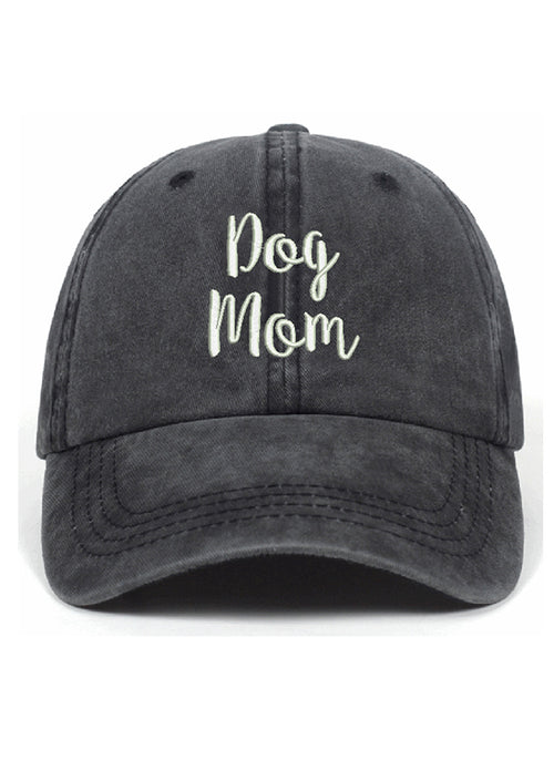 Washed Cotton Dog Mom Embroidered Baseball Cap