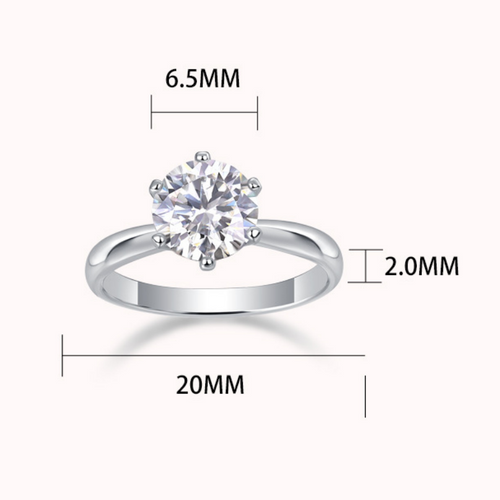 18K White Gold Six Claw 1 Carat Round Diamond Engagement Ring for Women