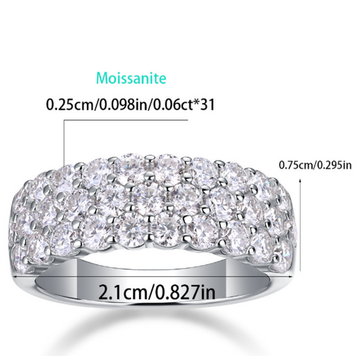 18K White Gold Triple Row 31-Round Diamonds Engagement Ring for Women