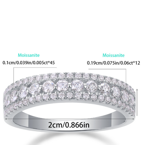 18K White Gold Triple-Row 58-Round Diamonds Engagement Ring for Women