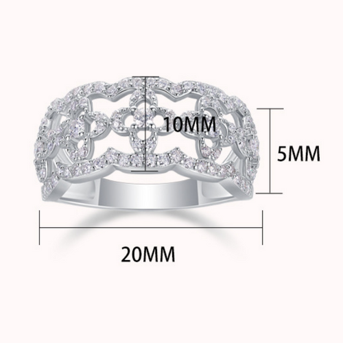 18K White Gold Floral-Diamond Engagement Ring for Women