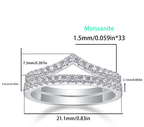 18K White Gold V-Contour Double-Tier Diamond True Love Wedding Ring