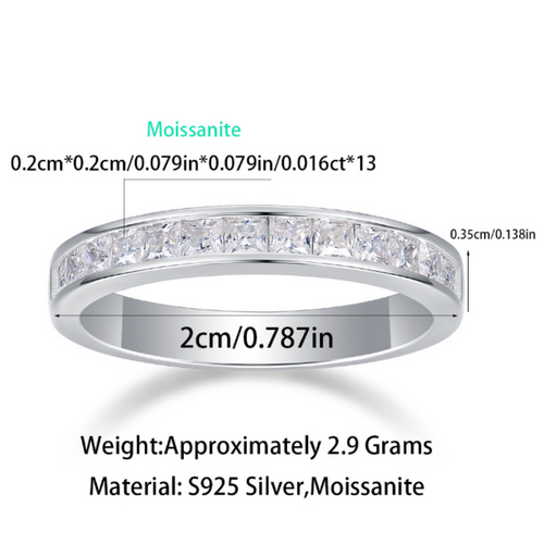 18K White Gold 2mm Square Diamond Wedding Ring for Women