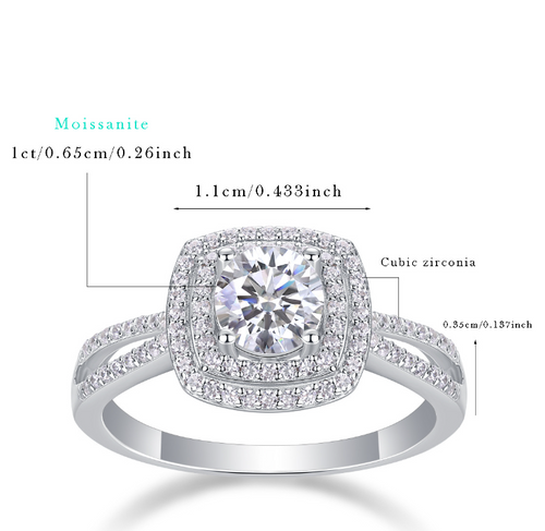 18K White Gold Double-Tiered Bezel-Set Four-Prong 1 Carat Round Diamond Wedding Ring