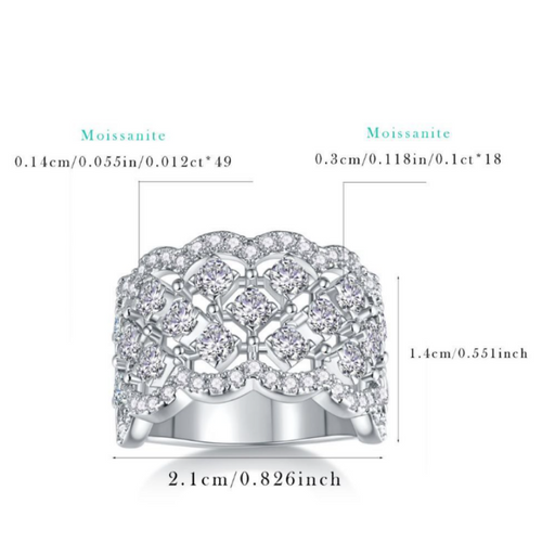 18K White Gold Romantic Lace Snowflake Wedding Ring for Women