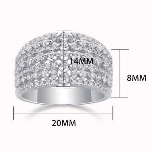 18K White Gold Five-Row Engagement Ring for Women with 133 Diamonds