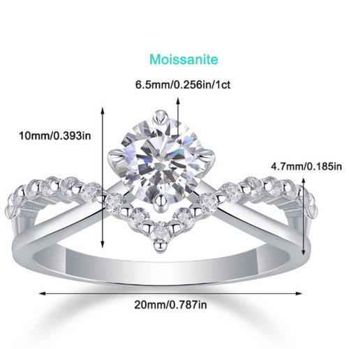 18K White Gold Radiant Intertwined 1 Carat Diamond Wedding Ring for Women