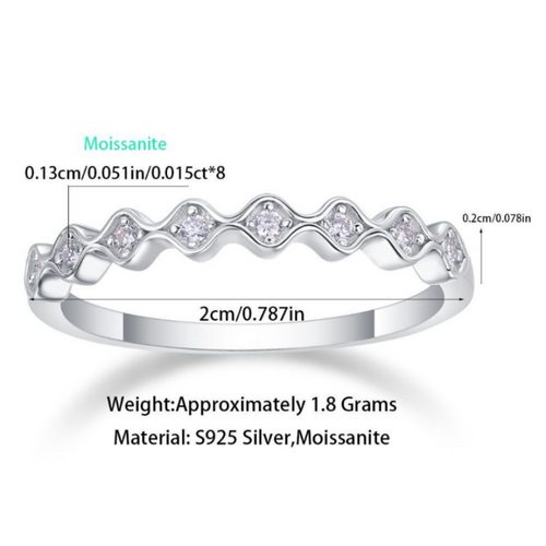 18K White Gold Wave 8 Round Diamonds Wedding Ring for Women