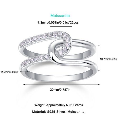 18K White Gold Sparkling Dual-Ring Wedding Ring for Women