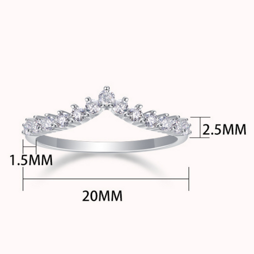 18K White Gold Princess Crown-Set Diamond Wedding Ring for Women