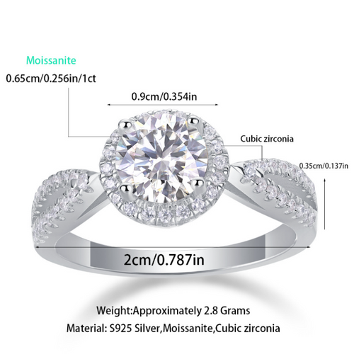 18K White Gold Sparkling 1 Carat Round Diamond Wedding Ring for Women