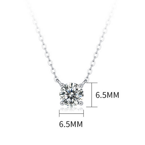 18K White Gold Shimmering Four-Prong Round Diamond Necklace for Women