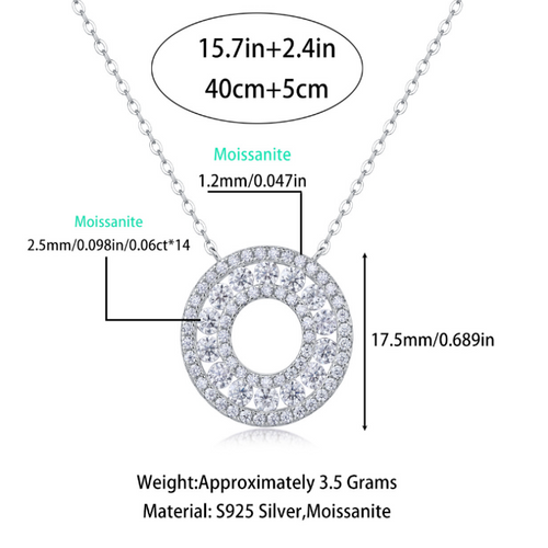 Sparkling 18K White Gold Circle Pendant Necklace with Diamonds for Women