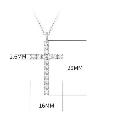 18K White Gold Shimmering Crucifix Pendant Necklace Embellished with 15 Round Diamonds