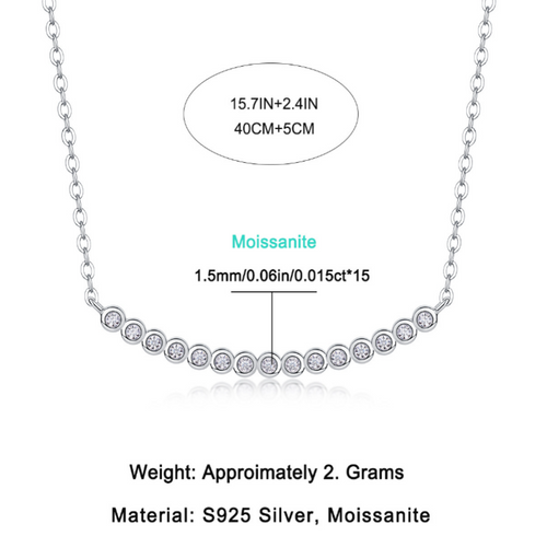 18K White Gold Pendant Necklace with Fifteen Round Diamonds for Women