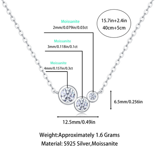 18K White Gold Pendant Necklace with Three Round Diamonds for Women