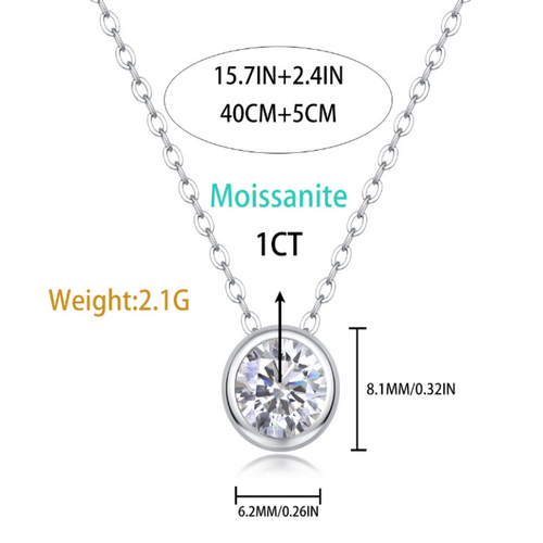 18K White Gold 1 Carat Round Diamond Pendant Necklace for Women