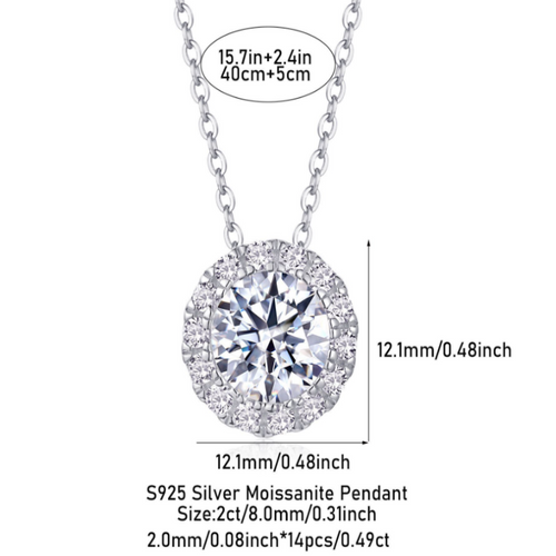 18K White Gold Luxurious Flower-Shaped 2 Carat Round Diamond Pendant Necklace